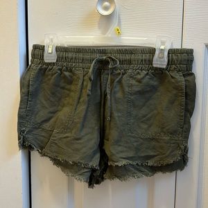 Express Army Green Linen Shorts